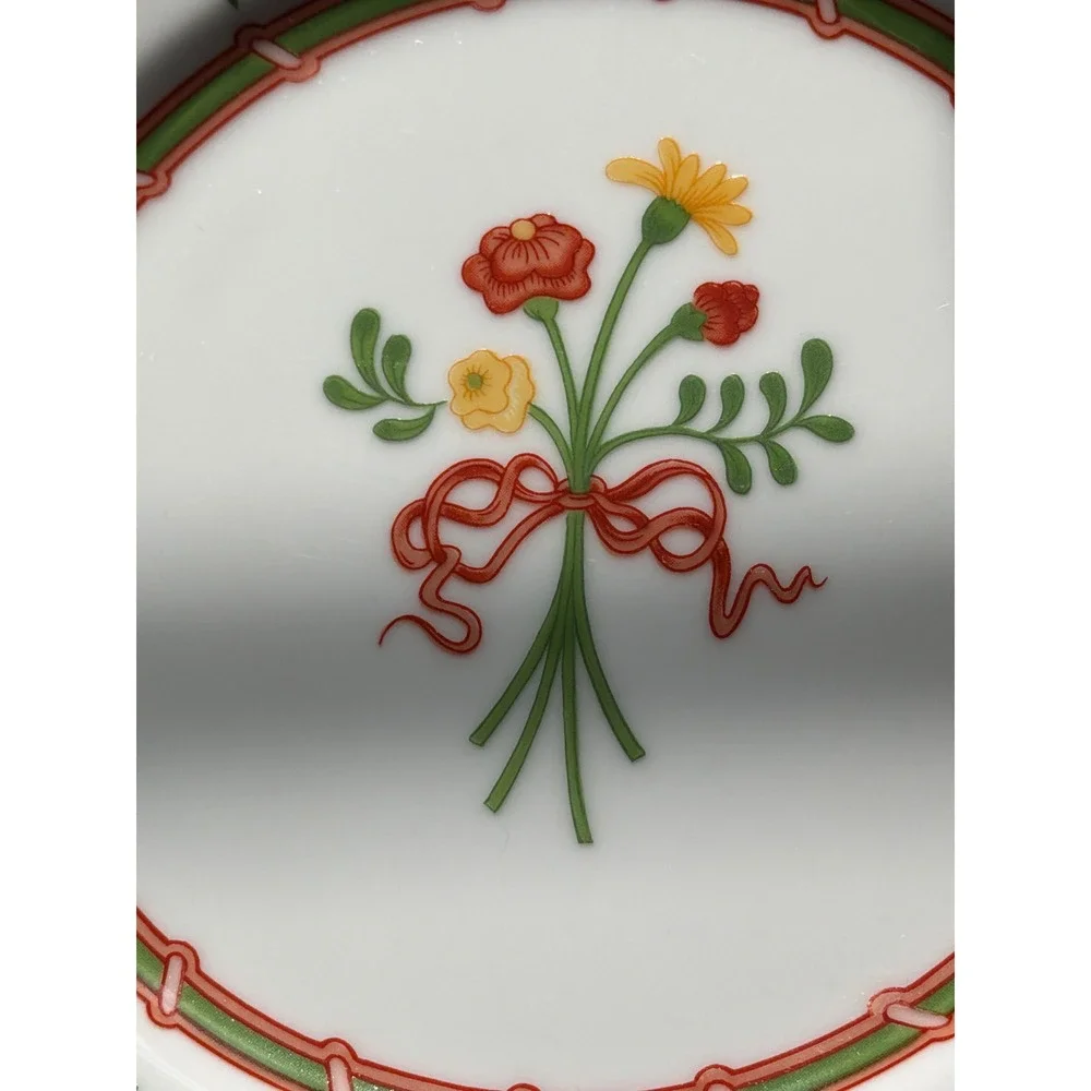 Vintage Fitz & Floyd Coral Damask Salad or Dessert Plates Set of 6 1981 Japan